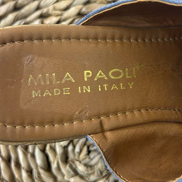 Mila Paoli Blue Suede Wedge Sandals. Open Toe. Made in Italy. Size 8.5 - Picture 6 of 6
